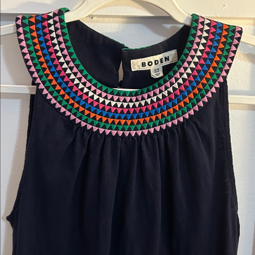 Boden Eleni Embroidered Short Dress Navy Women’s Size 4 Regular - Picture 6 of 13